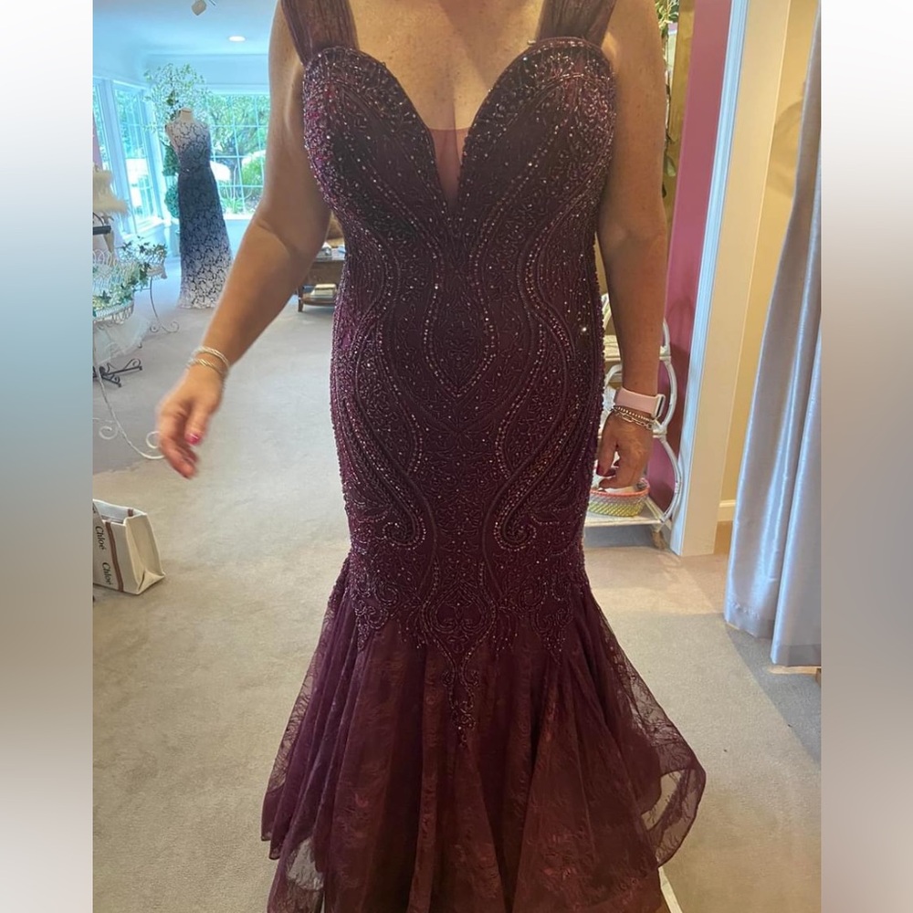 Purple eggplant mother of the bride long gown